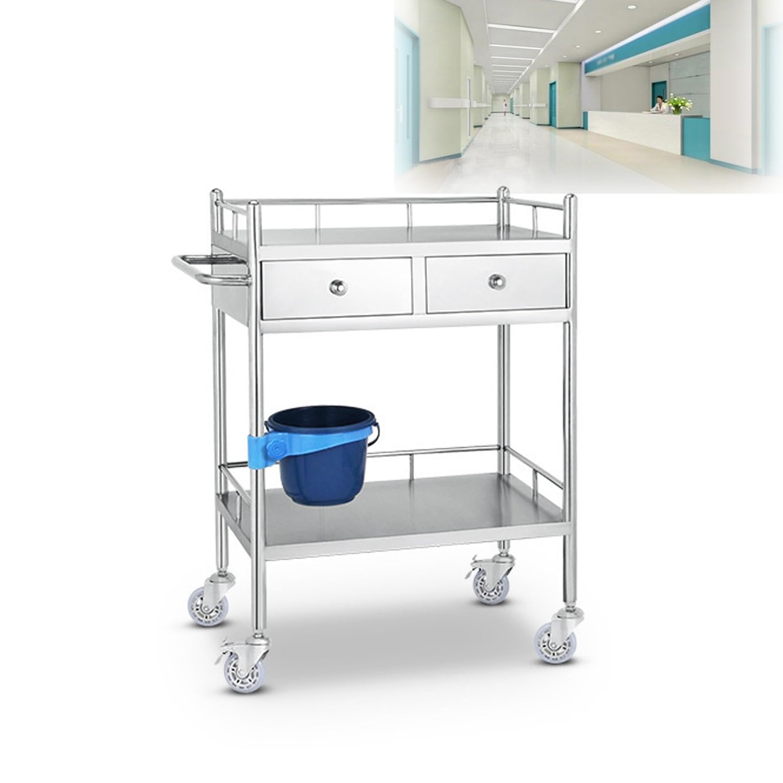 Amazon.co.jp: 医療用ワゴン キャスター付き、2段/3段ステンレス