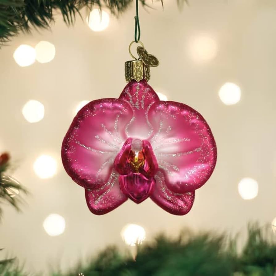 Amazon.com: Old World Christmas Orchid Glass Blown Ornament for