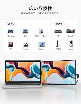 Amazon.co.jp: Dopesplay 1200P 360°回転 1画面 デュアルモニター 14