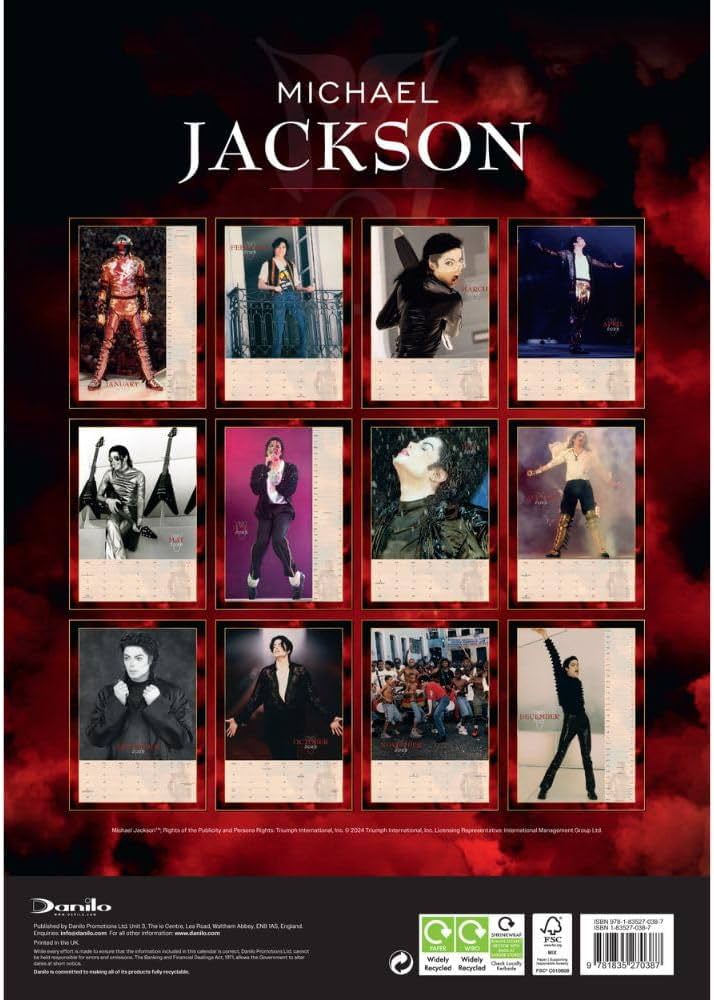 Amazon.co.jp: Official Michael Jackson A3 Calendar 2025 : 洋書