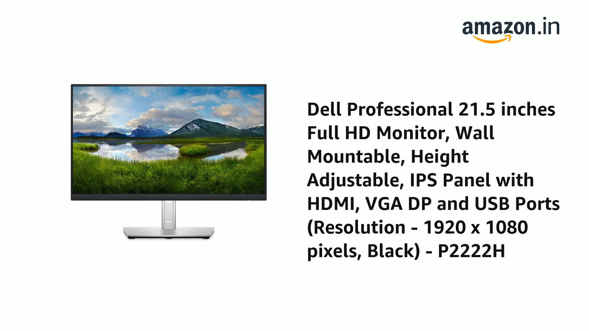 Dell P2225H 21.5 Inch IPS FHD|100HZ| 99% Srgb| 250 Cd/M2 (Typical