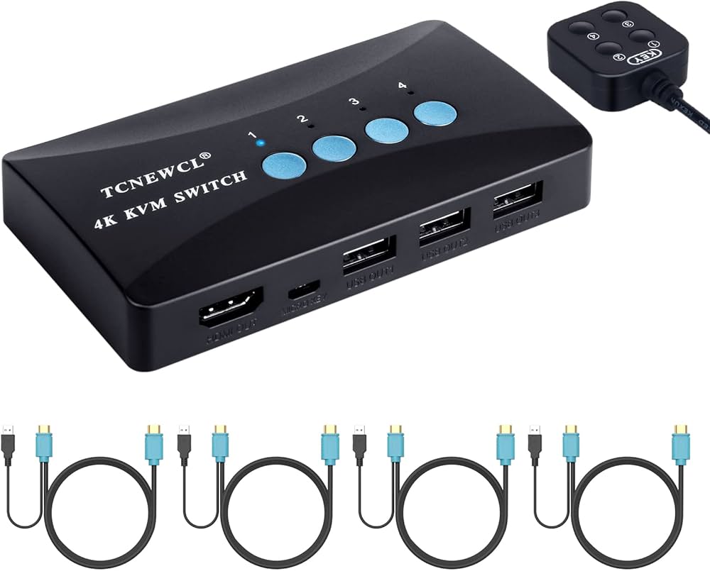 Amazon.com: KVM Switch 4 Port, HDMI KVM Switcher 4Kx2K@30Hz for 4