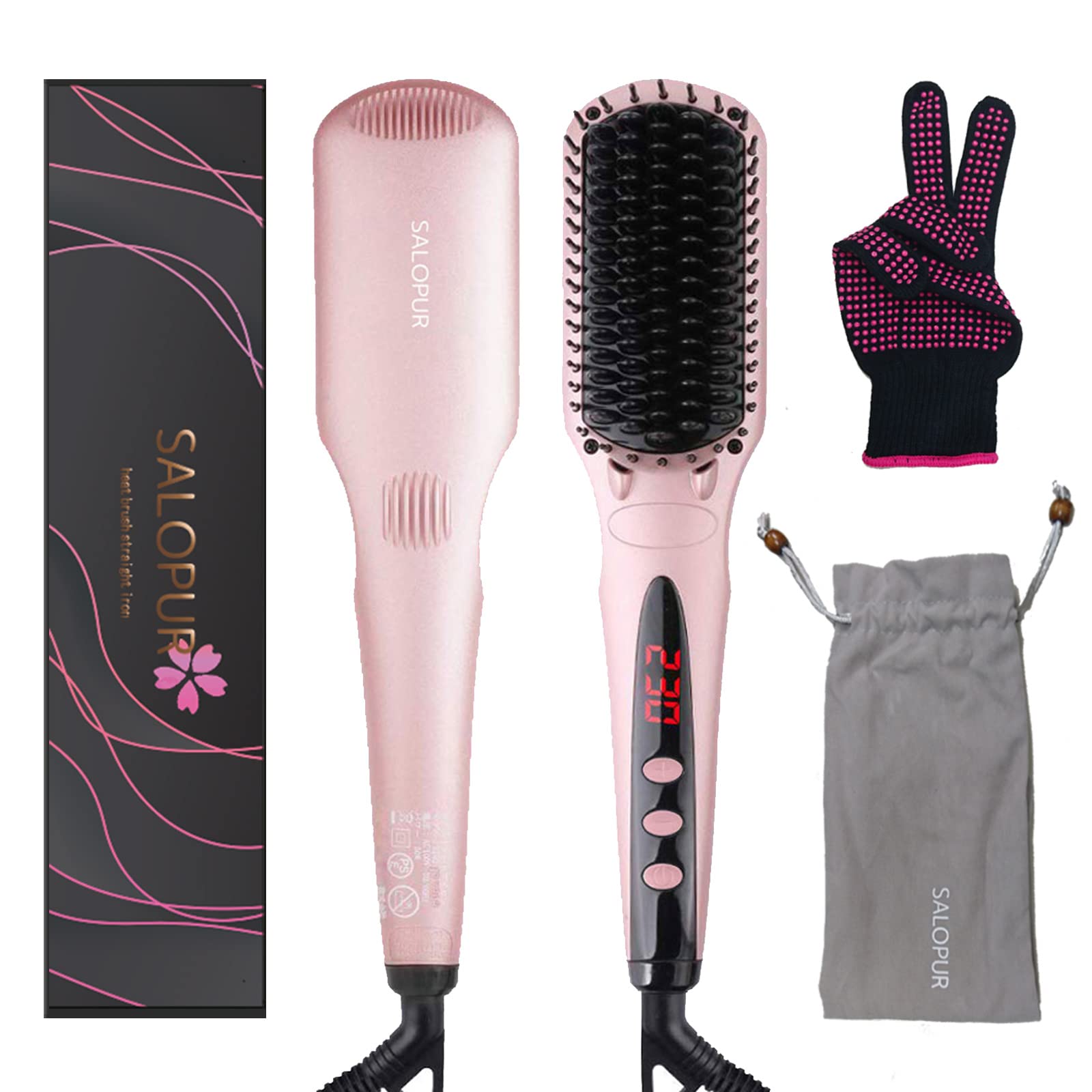 Amazon | ヒートブラシ ストレート ヘアアイロン ブラシ SALOPUR