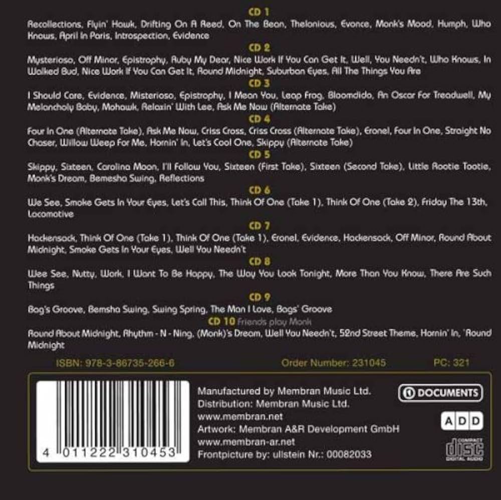 Amazon.co.jp: セロニアス・モンク【メンブラン10CDセット】: ミュージック