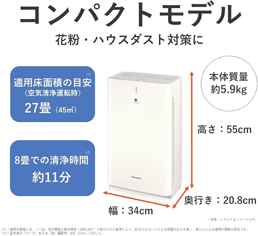 Amazon.co.jp: パナソニック 空気清浄機 ナノイー搭載 ~27畳 F-PXU60-W