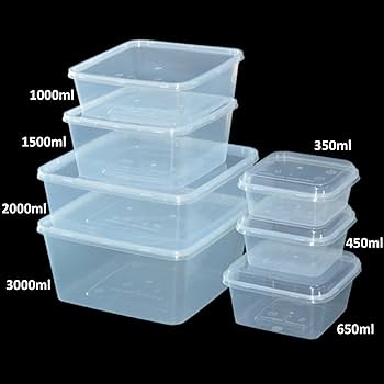 Amazon.co.jp: 汁もれに強い 使い捨て PP四角容器 タッパー 450ml 50個