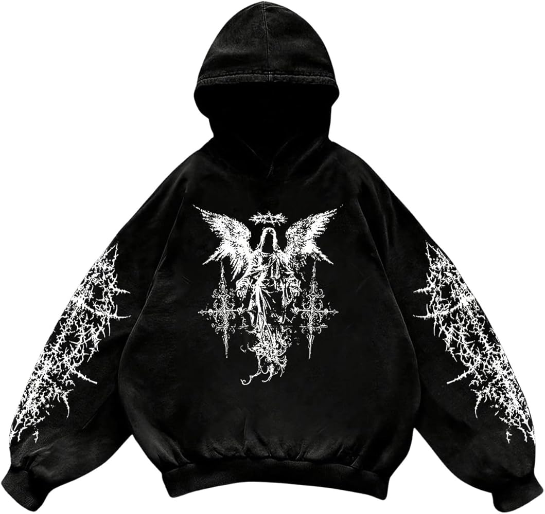 Amazon.com: Verdusa Men's Y2k Gothic Graphic Hoodie Sweatshirt