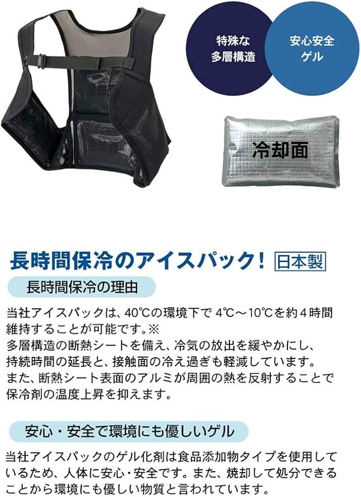 Amazon.co.jp: アイトス AITOZ アイスベスト(アイスパック4個付)(男女