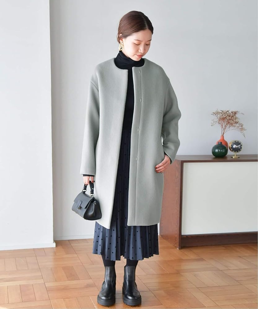 Amazon | [IÉNA] [イエナ]ラムウールノーカラーコート 34 ピンク