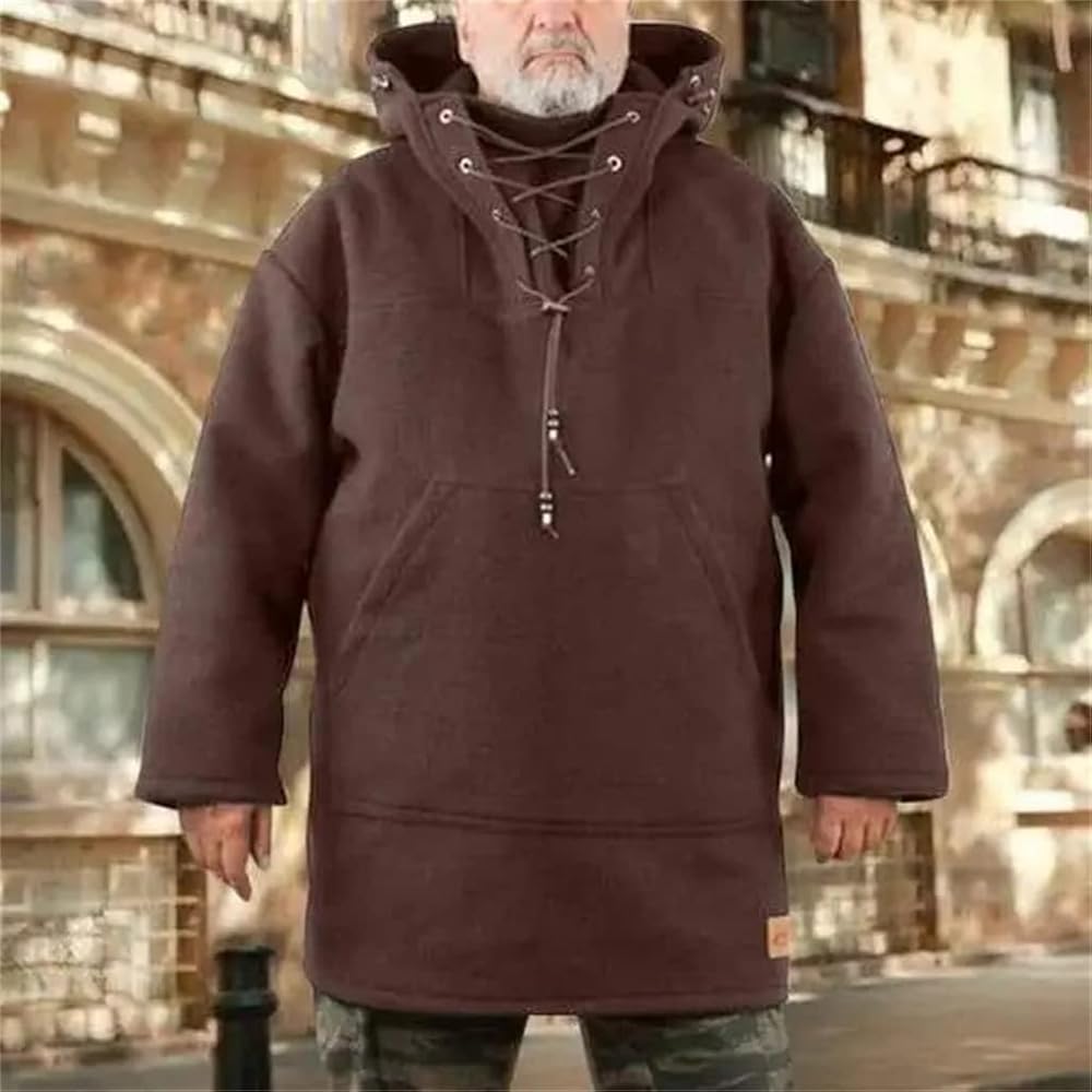 Cydmoty Men's Wool Heavy Coat, Men's Woolen Heavy Coat Pullover