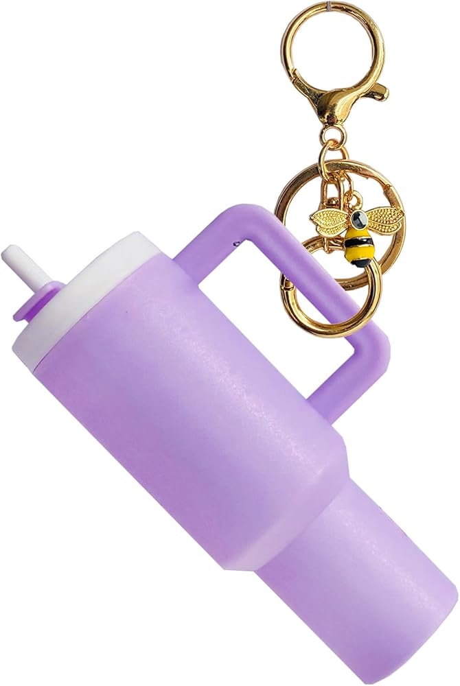 WYJ Mini Stanley Cup Keychain Tumbler Chapstick Holder - Purple