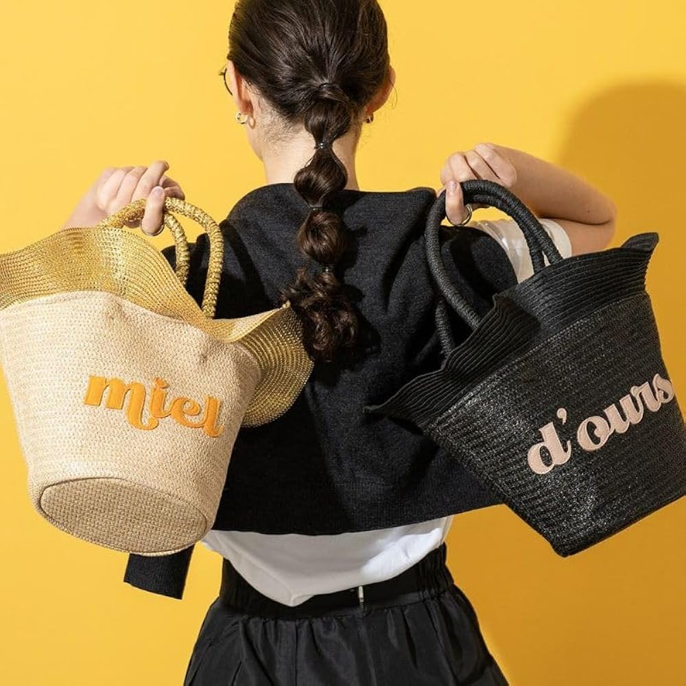 Amazon | くまのハチミツ かごバッグ 大きなフリル トートバッグ 収納