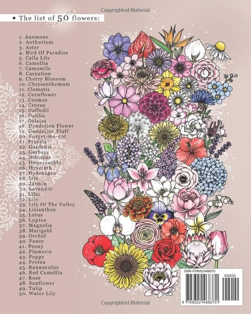 Amazon | The Ultimate Flower Drawing Guide Book: 50 Unique Flowers