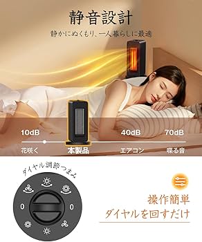 Amazon | セラミックヒーター 小型 速暖 【2025冬新登場・左右自動首