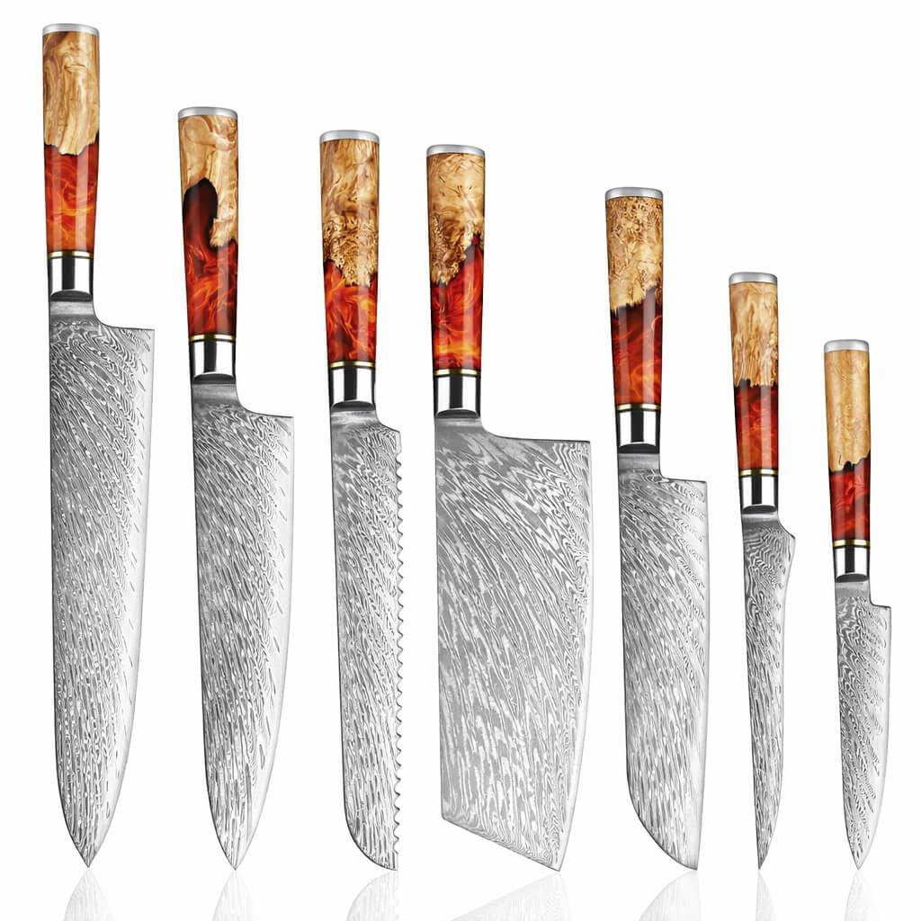 Amazon.com: SENKEN 7-Piece Damascus Kitchen Knife Set - Tsunami
