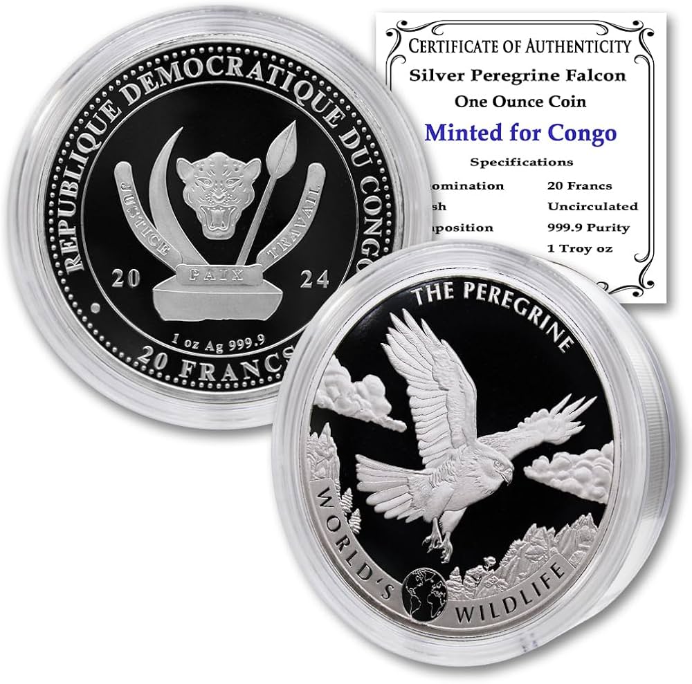 2024 1 oz Congo Silver World's Wildlife Series - Peregrine Falcon