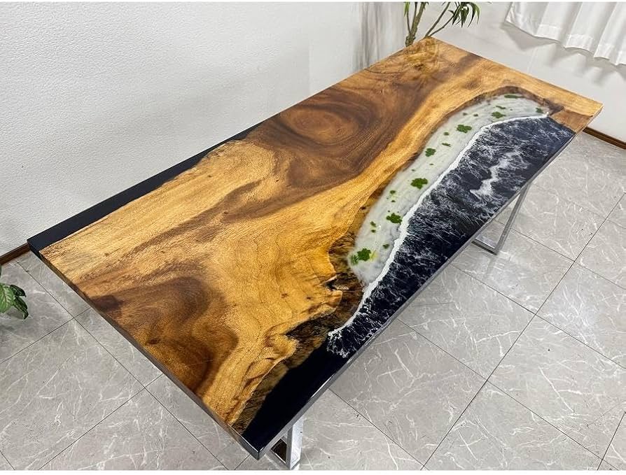 Amazon｜レジンテーブル ダイニングテーブル レジンアート 幅200cm 海