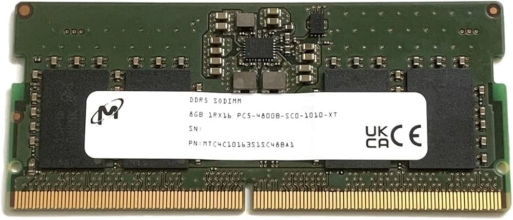 Micron SODIMM 8GB PC5 DDR5 4800 1Rx16 MTC4C10163S1SC48BA1 Laptop