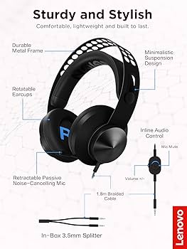 Amazon.com: Lenovo Legion H300 Stereo Gaming Headset, Noise