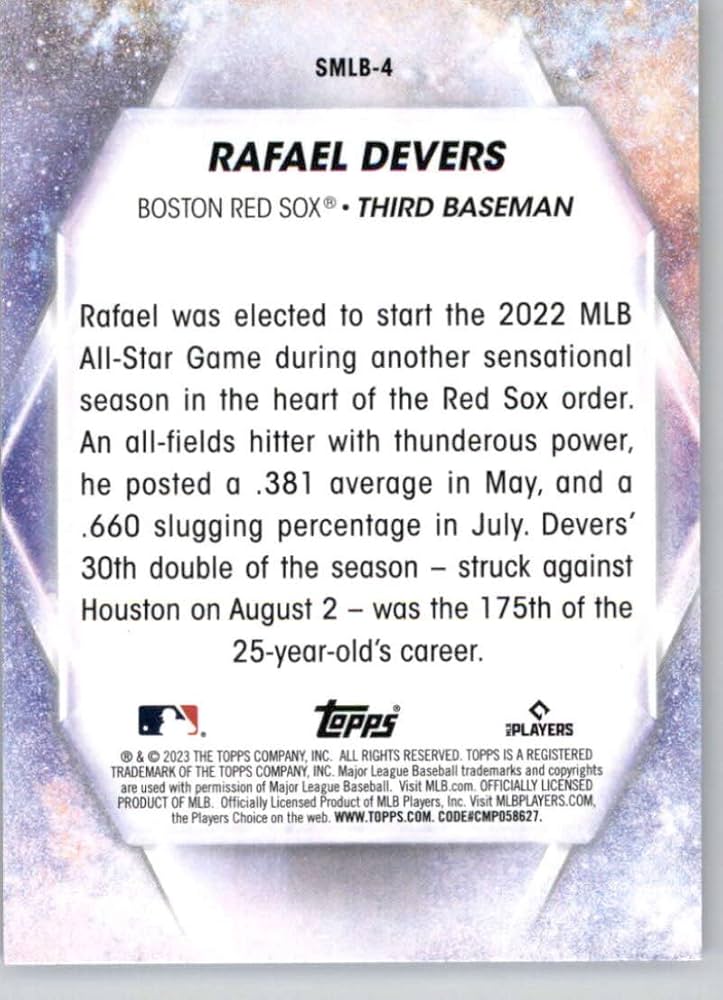 Amazon.com: 2023 TOPPS STARS OF THE MLB #SMLB-4 RAFAEL DEVERS