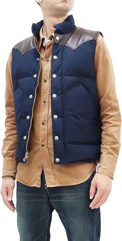 Amazon | [シュガーケーン] ベスト SC15222 レザーヨーク ダウンベスト