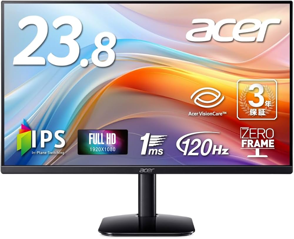 Amazon.co.jp: Acer モニター 23.8インチ フルHD 非光沢 IPS 120Hz 1ms