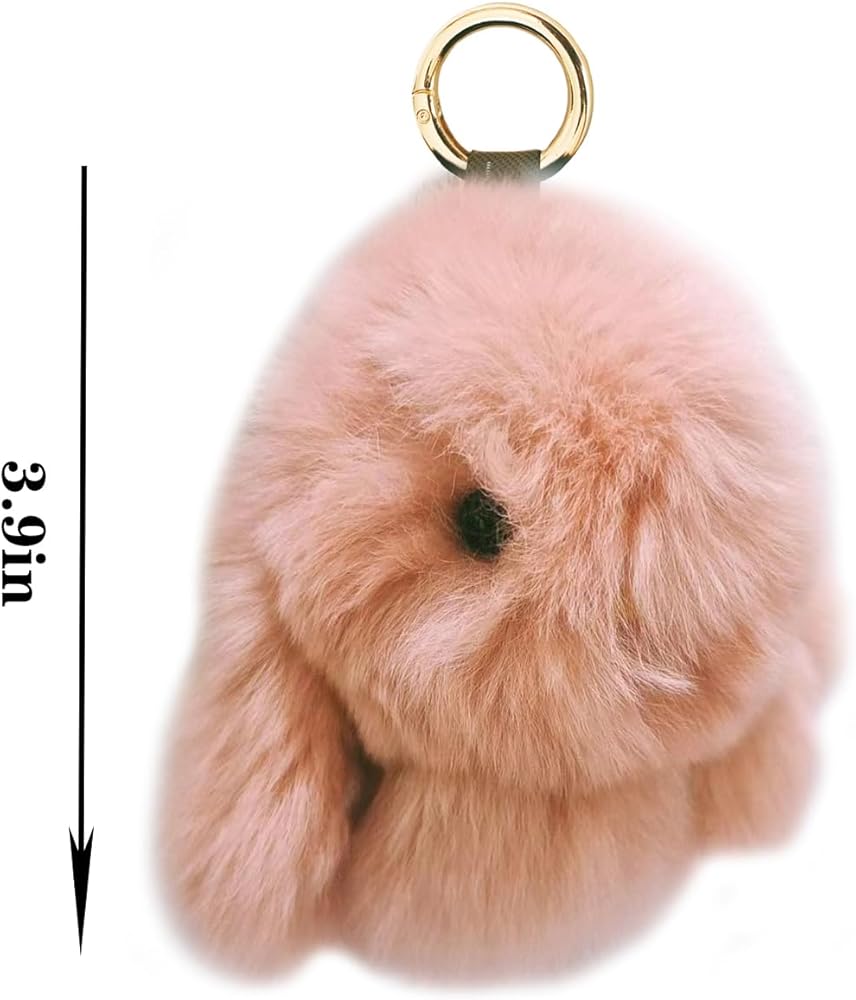 jtkdxqs Mini Bunny Keychain Artificial Rabbit Fur Plush Fluffy Key