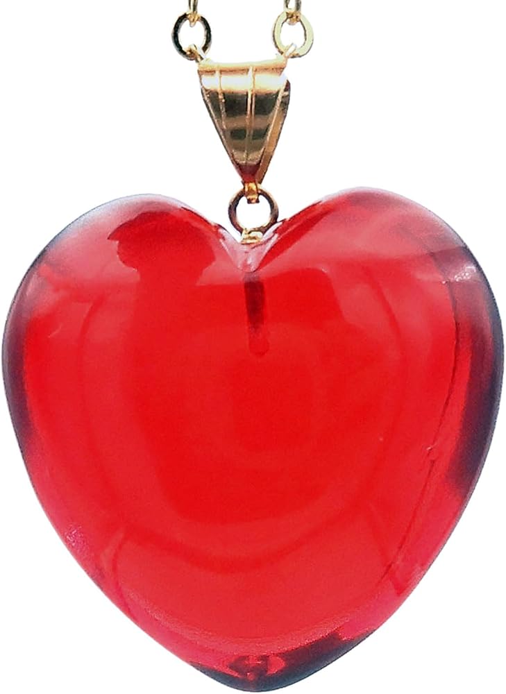 Amazon | [琥珀屋] 赤いハートのペンダントトップ 2cm四方 厚み 1cm