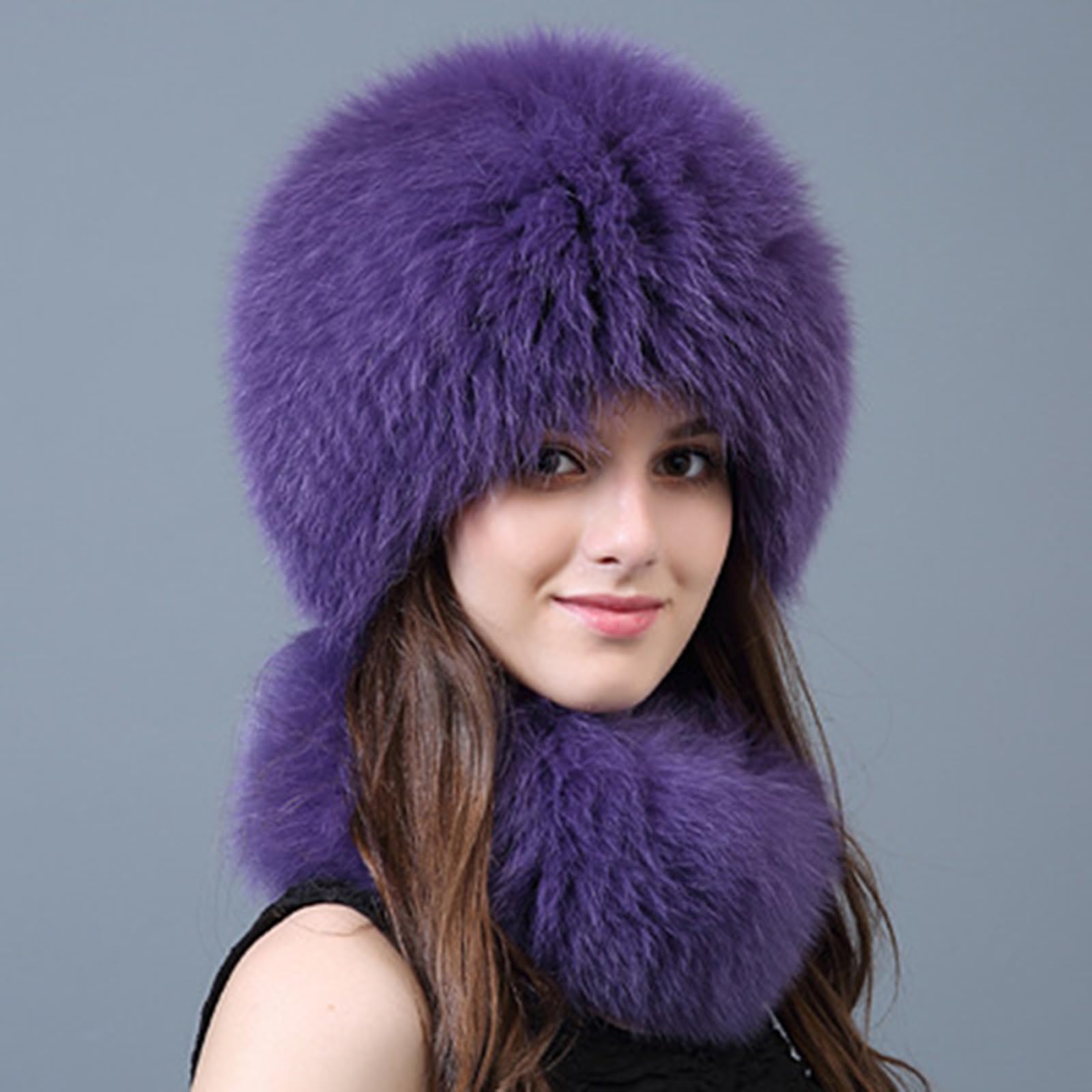 Amazon.co.jp: スカーフ付きレディースファーハット、リアルフォックス