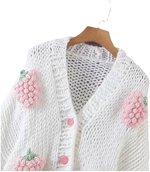 Women's Sweet Japanese Strawberry Embroidered Knit Cardigan Top