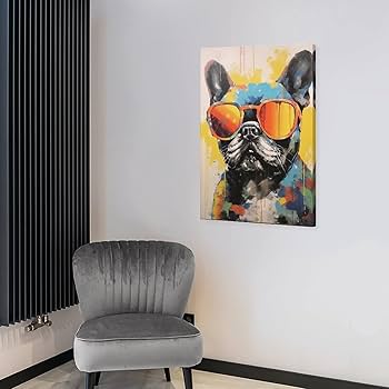 Amazon.co.jp: 絵画 サングラスをかけたフレンチ ブルドッグインテリア
