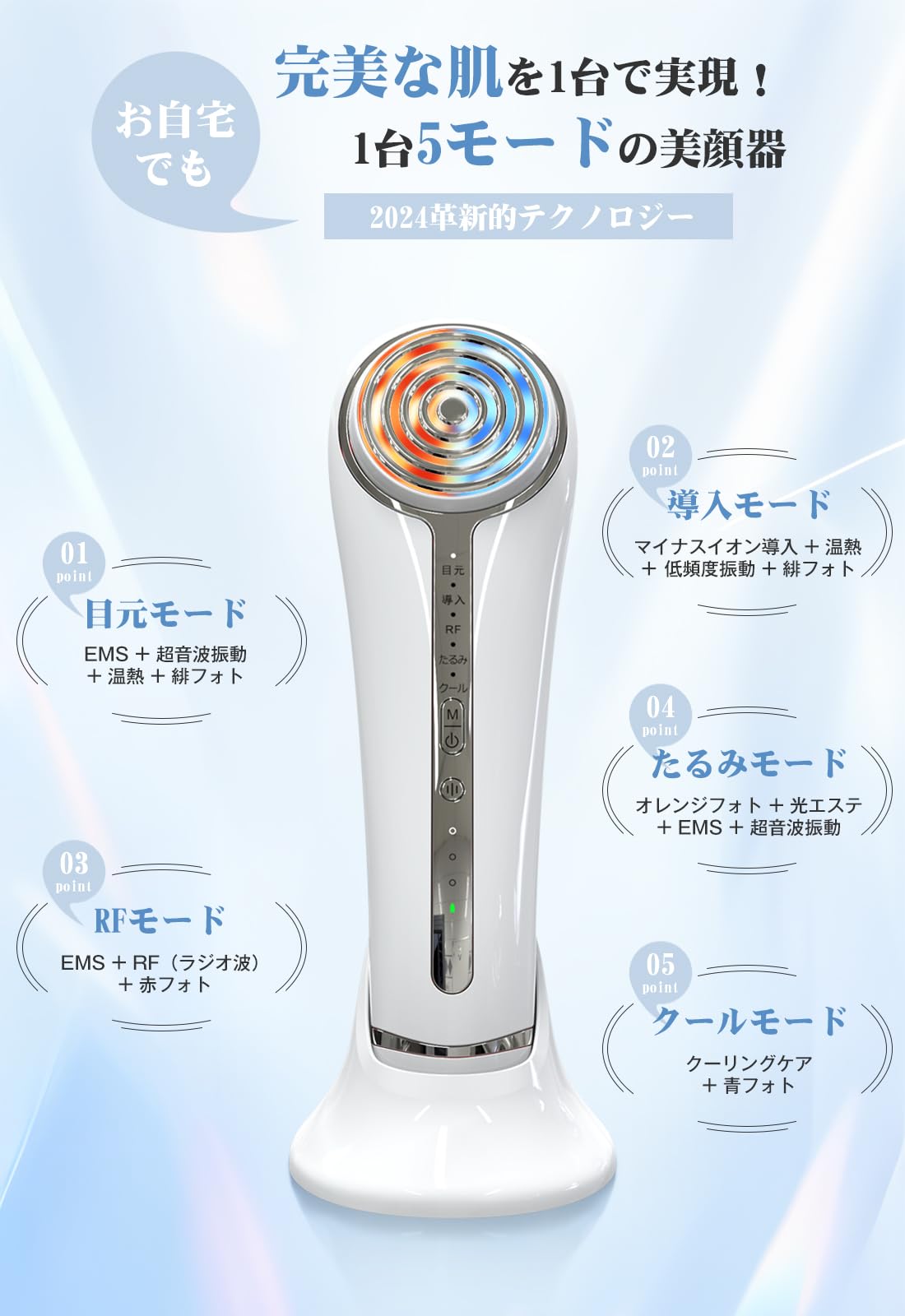 Amazon.co.jp: 美顔器 EMS 美容器 RF美顔器 目元美顔器 1台多役 自宅用