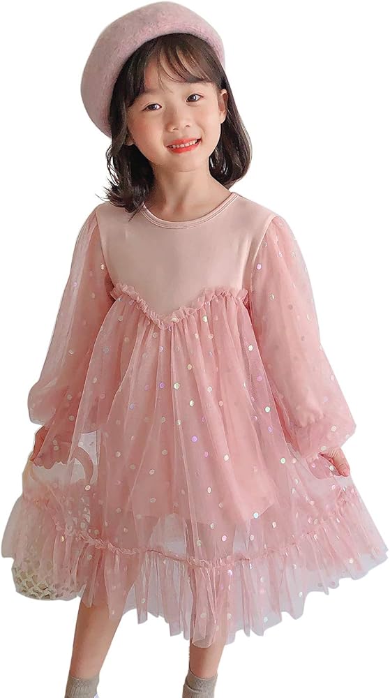 Amazon | [CooElc] 女の子 長袖 ワンピース チュニック キッズ レース