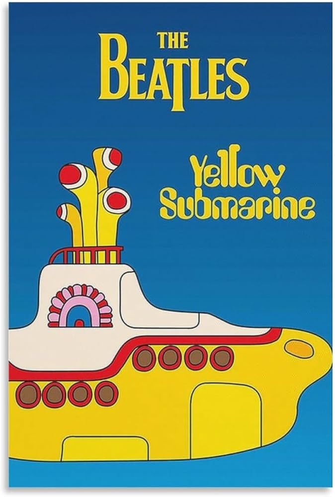 Amazon.co.jp: ビートルズイエローサブマリンポスター キャンバス