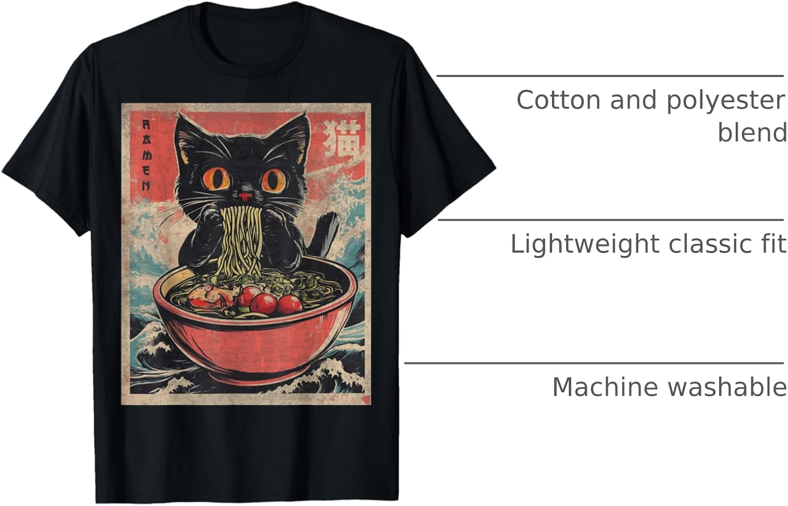 Amazon.com: Anime Shirt For Men Women Kids Cat Ramen Noodles