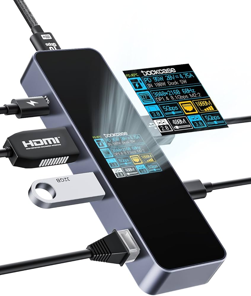 Amazon.com: DOCKCASE Visual Smart USB C Hub (6-in-1) with HDMI