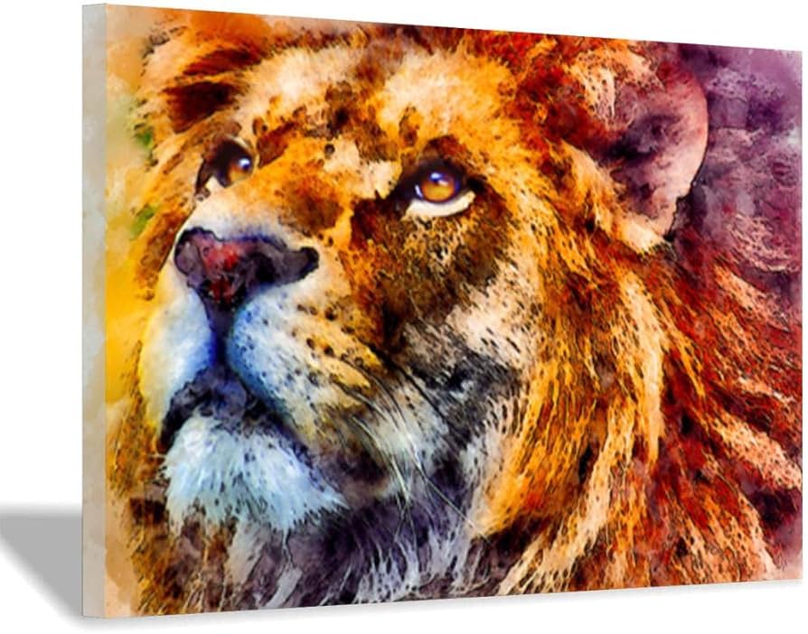 Amazon.co.jp: カラフルなライオンアートと版画壁に抽象的なアート絵画