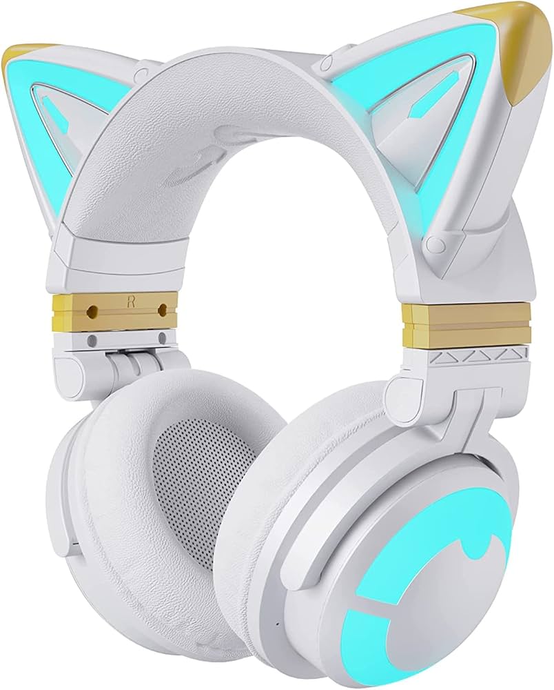YOWU Cat Ear Headphone 3G, RGB Wireless/Wired 5.0 Foldable Gaming