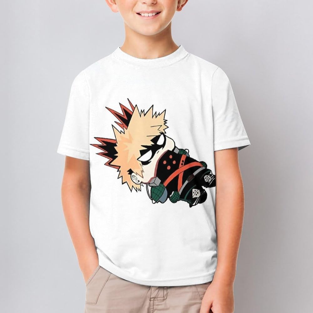 Amazon | [Amiabout] ヒロアカ 爆豪勝己 Tシャツ 半袖 クルーネック