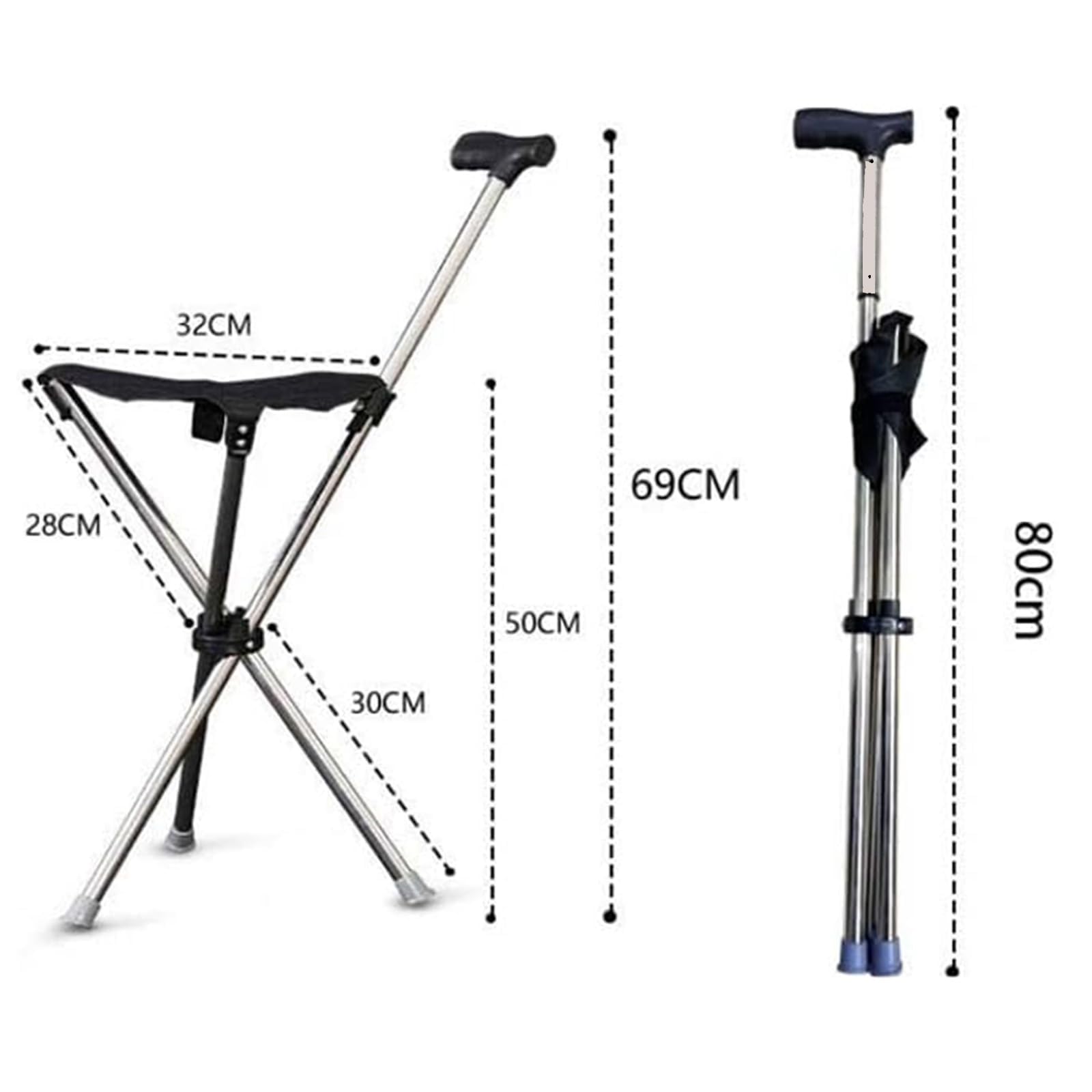 Amazon.co.jp: ステッキチェア 椅子つき杖 折り畳み椅子 耐荷重115kg