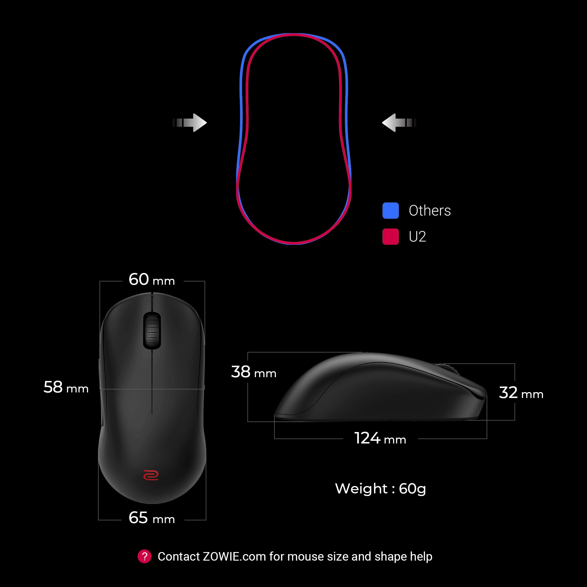 BenQ Zowie U2 Mouse para jogos sem fio | Esportes, ciência do