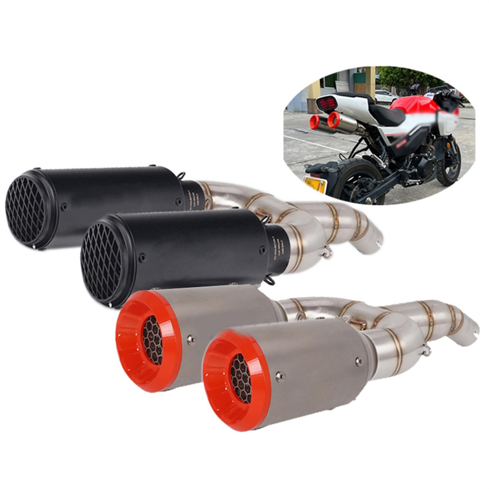 Amazon.co.jp: オートバイ排気エスケープ スリップオンリンクパイプ 2