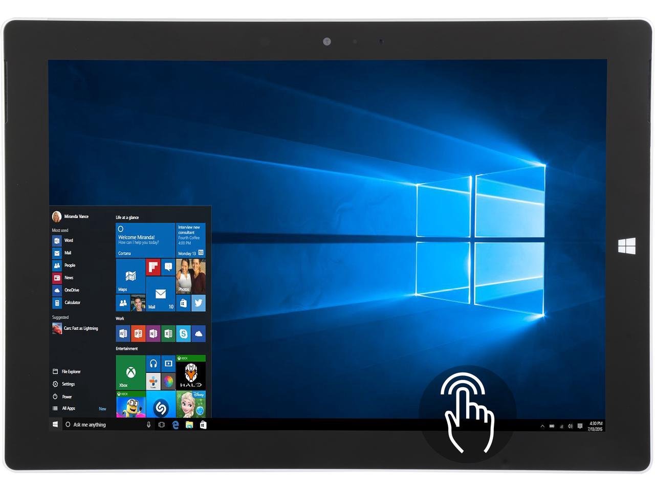 Microsoft Surface 3 Tablet, Intel Atom x7 x7-Z8700, 1.6 GHz, 4 GB