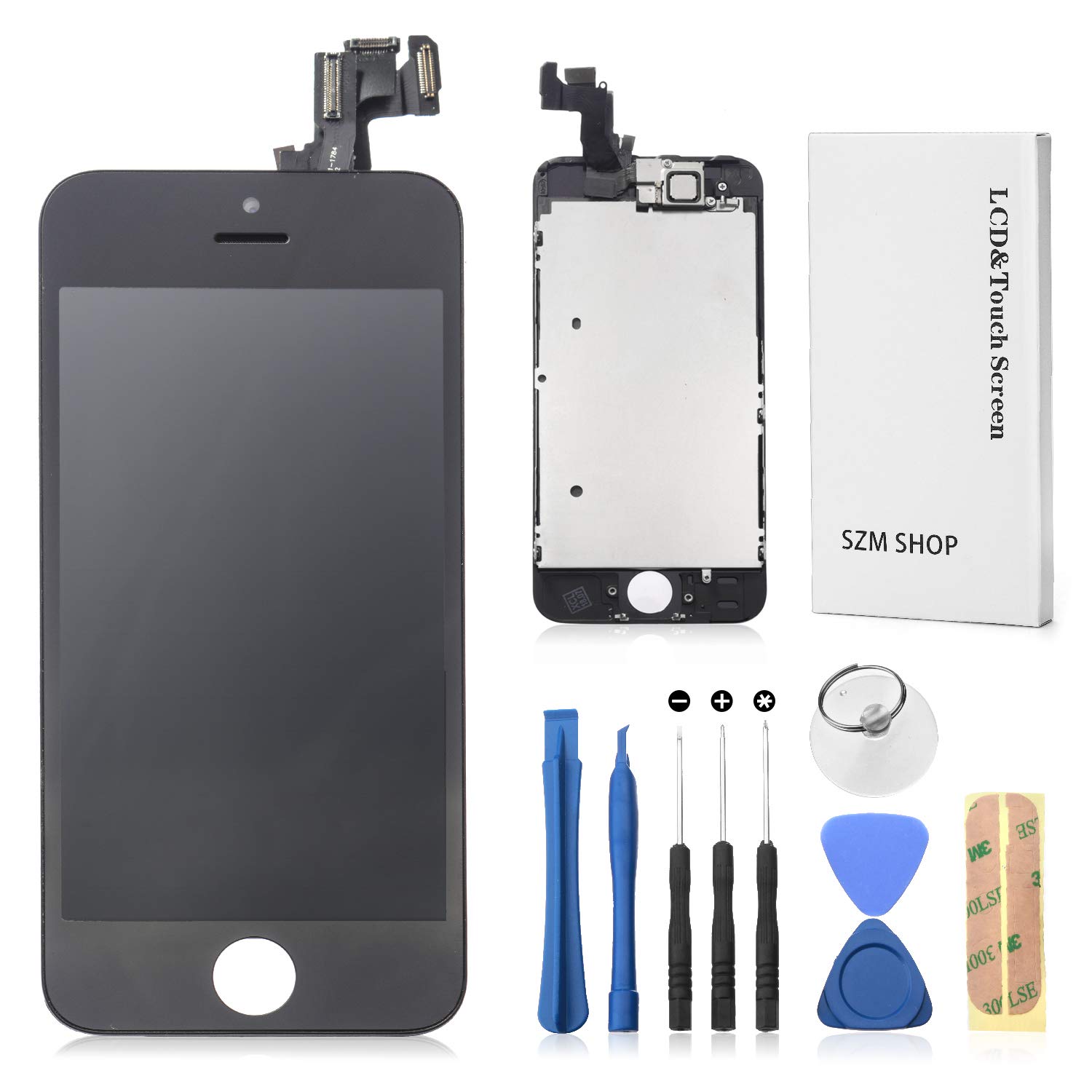 Amazon.co.jp: SZM iPhone5S 修理交換用フロントパネルセット 液晶