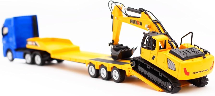 Amazon.co.jp: Brachiosaur フラットトレーラートラック 掘削機車両