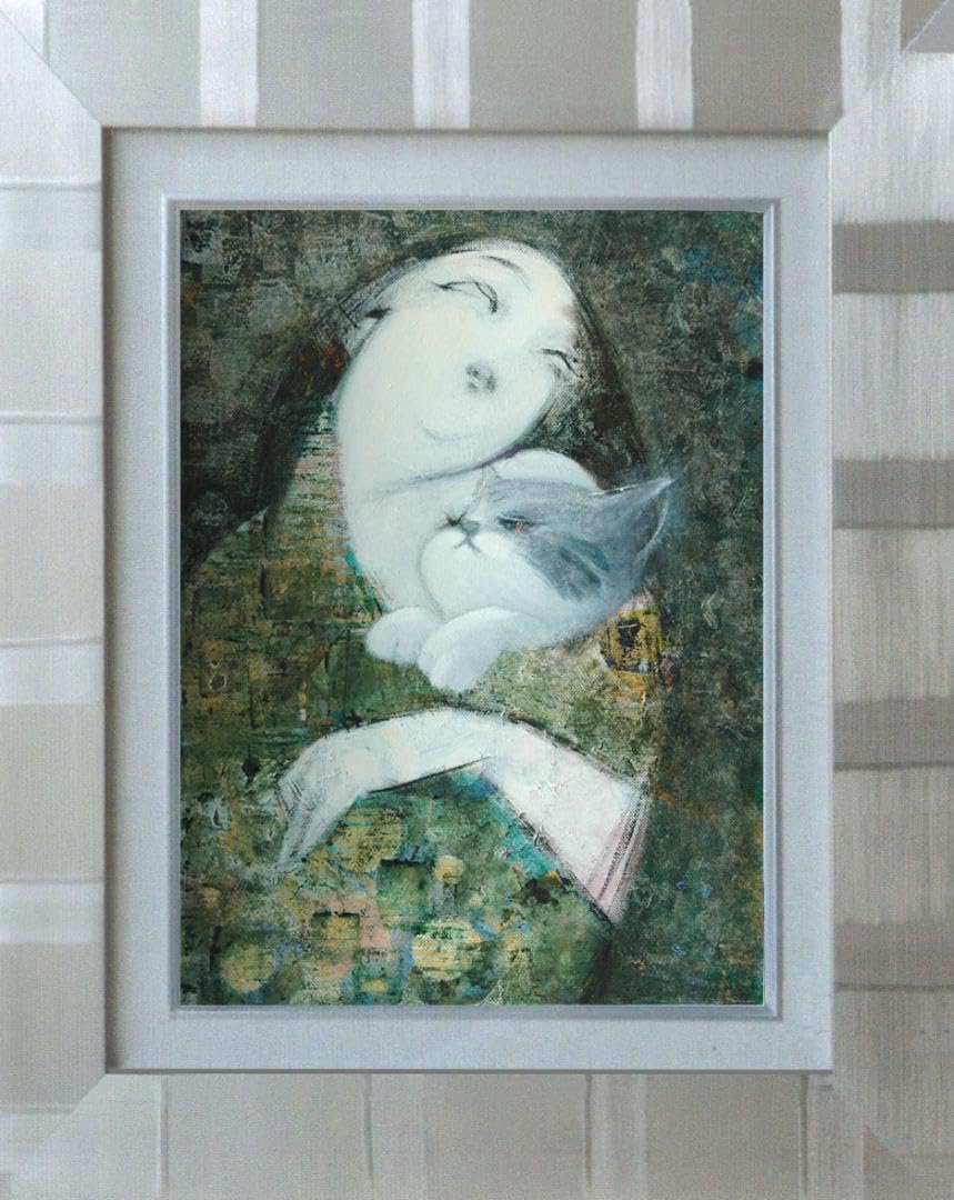 絵画 インテリア 油絵 F3-072819 祈り 犬(猫)と女の子 絵画 インテリア