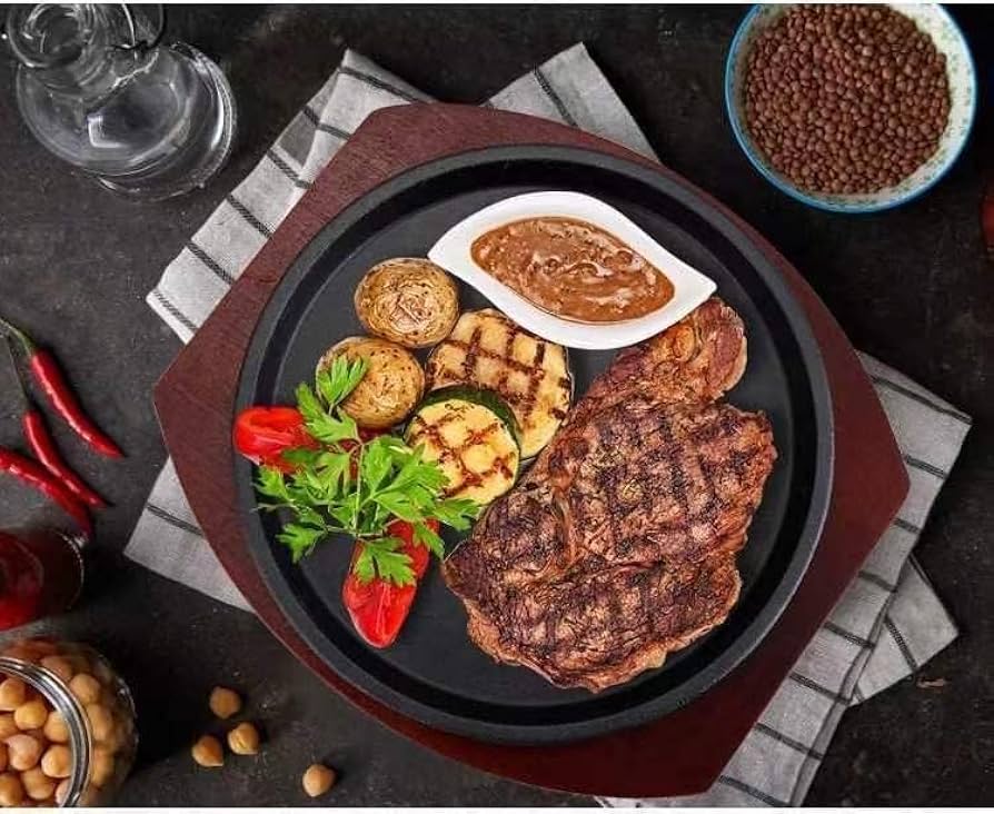 Amazon｜ステーキ皿 焼肉用 ステーキ用 26cm鉄板 大判 ih対応 ステーキ