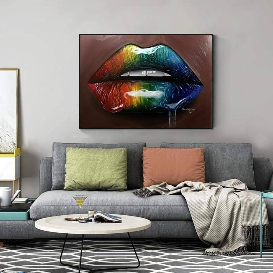 Amazon.co.jp: JSWHPセクシーな唇の壁の芸術家の装飾のキャンバスの