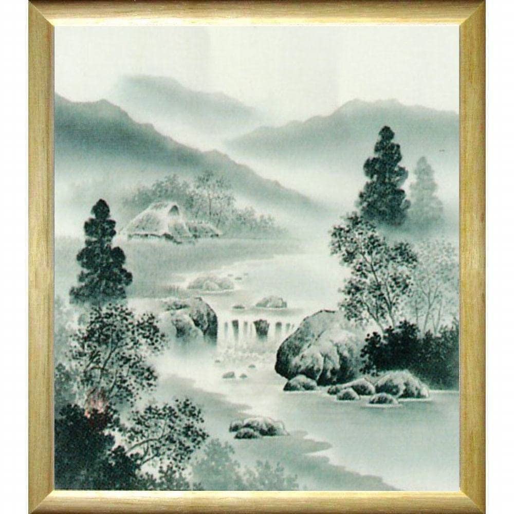 Amazon.co.jp: 上田邦彦 水墨山水 色紙 ナチュラル 日本画 風景画 山岳