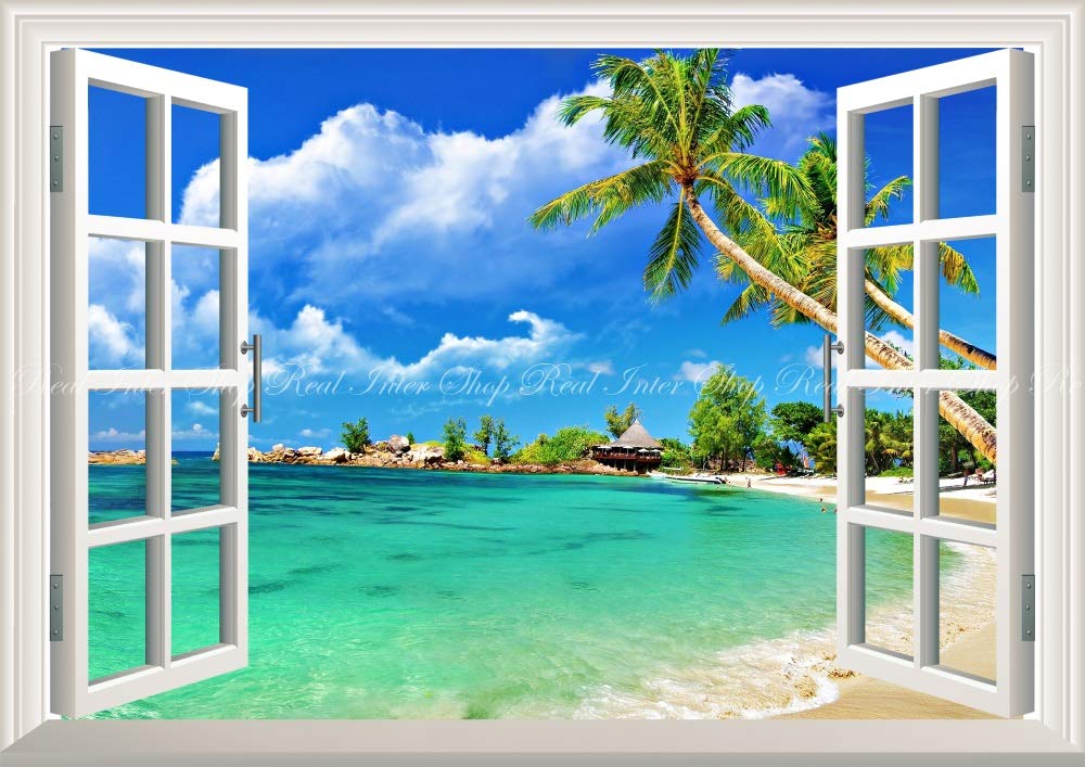 Amazon.co.jp: 絵画風 壁紙ポスター （はがせるシール式） -窓の景色